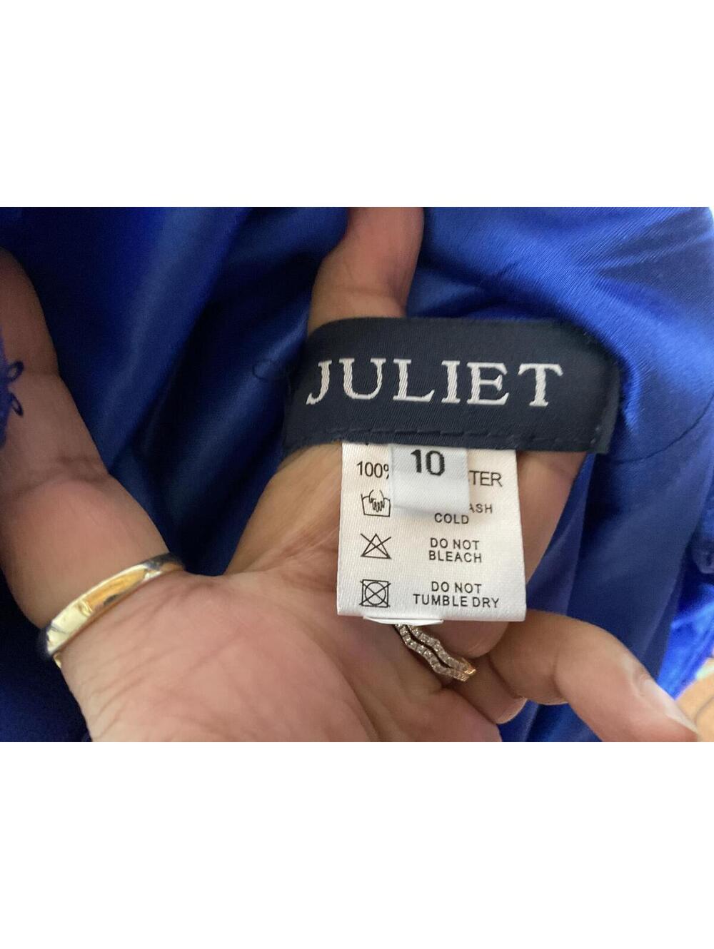 < Juliet Blue Sequin Embellished Formal Off The Shoulder Mini Dress > - Picture 3 of 5